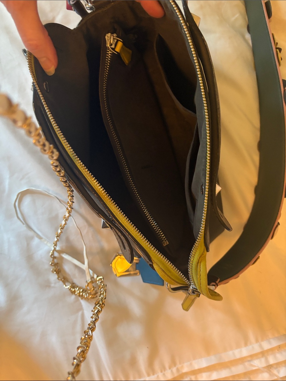Fendi Gray Leather “by the way” Crossbody with Multicolor leather Floral Strap. - Picture 3 of 8